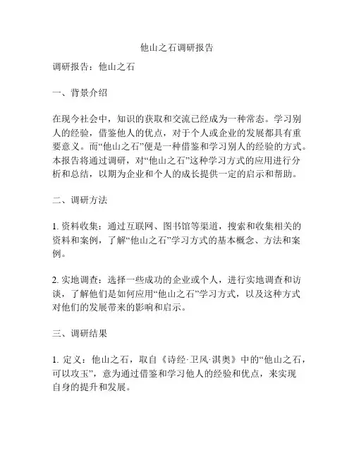 他山之石调研报告