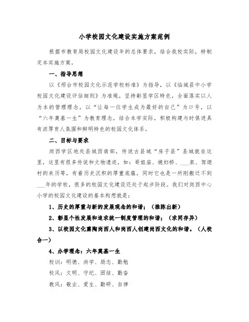 小学校园文化建设实施方案范例(3篇)