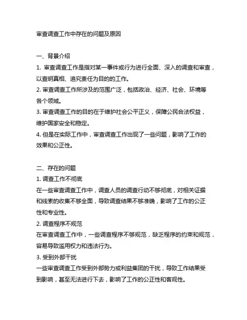 审查调查工作中存在的问题及原因