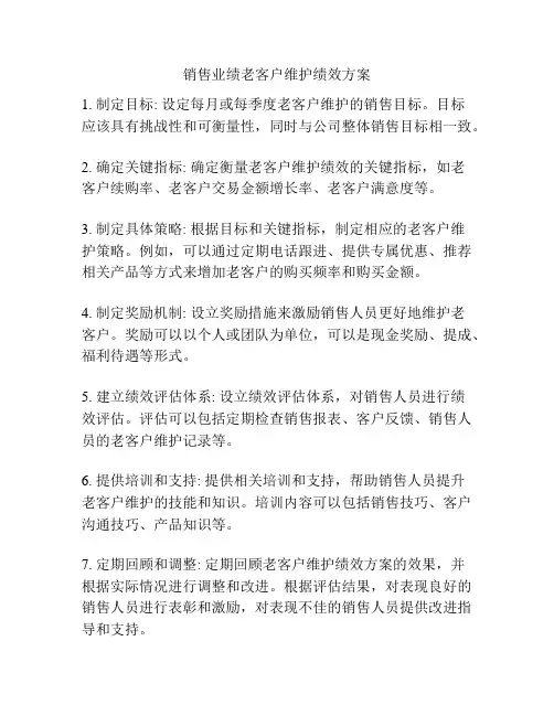 销售业绩老客户维护绩效方案
