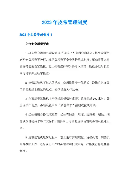 2023年皮带管理制度