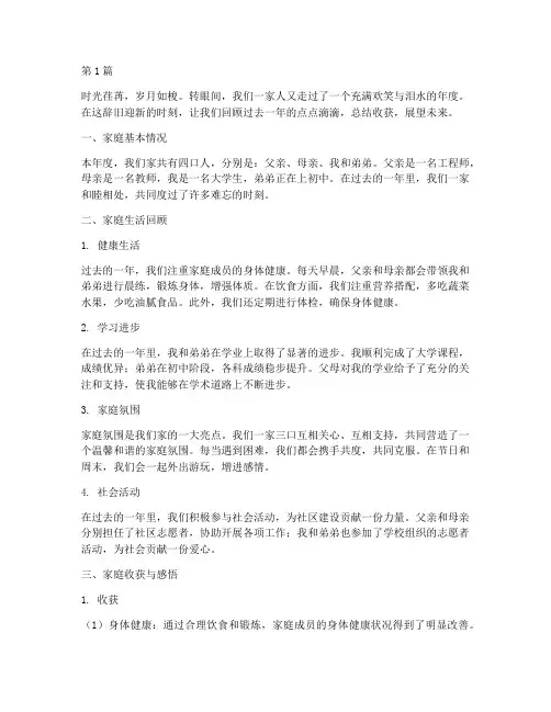 家庭版年度总结(3篇)