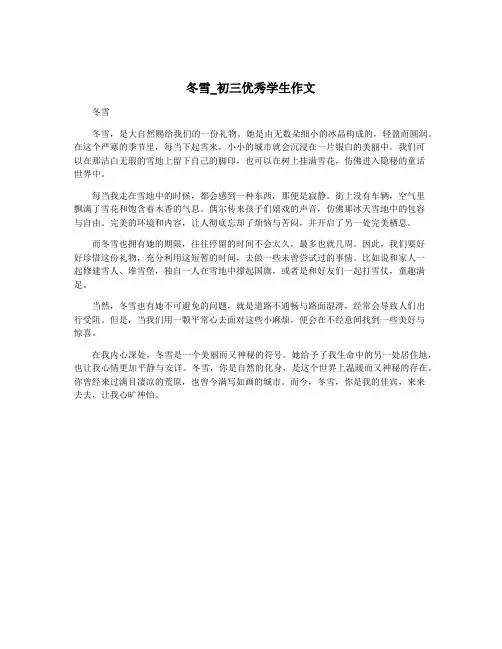 冬雪_初三优秀学生作文