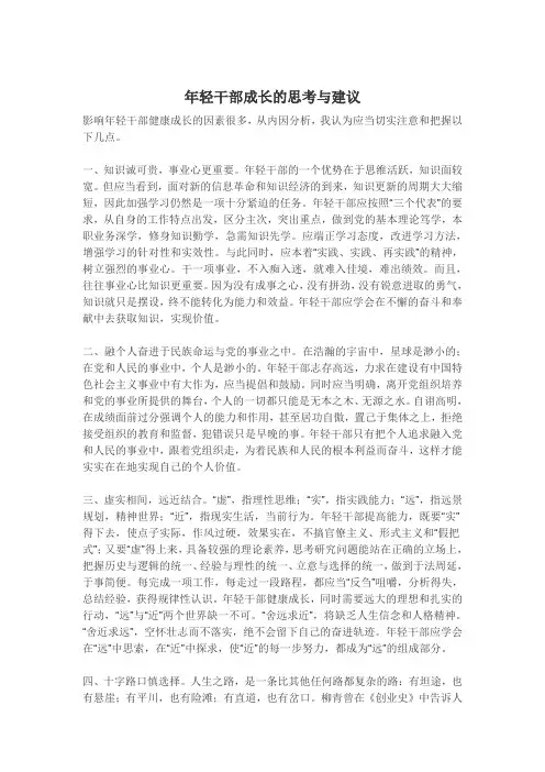 年轻干部成长的思考与建议