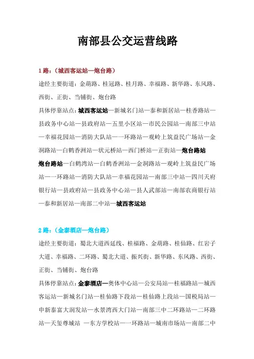 南部县公交运营线路(2024版)