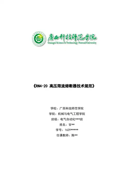 《RN4-20高压熔断器技术规范》