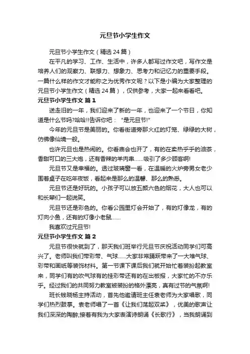 元旦节小学生作文