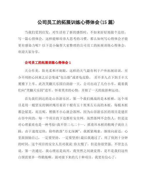 公司员工的拓展训练心得体会(15篇)