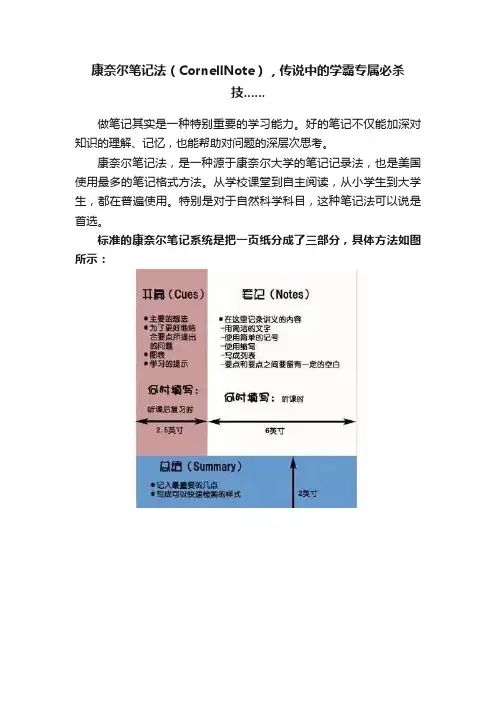 康奈尔笔记法（CornellNote），传说中的学霸专属必杀技......