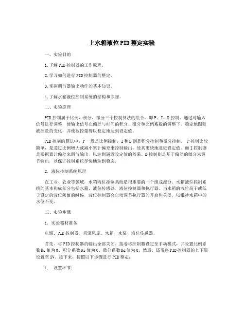 上水箱液位PID整定实验