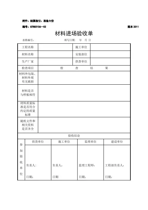 材料验收表格【范本模板】