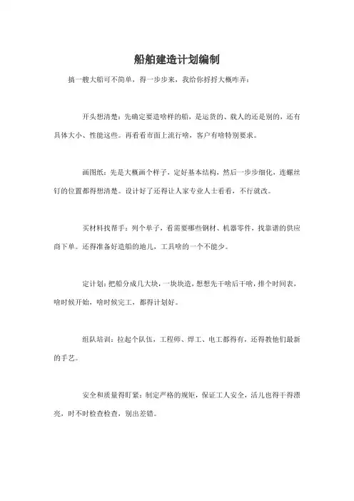 船舶建造计划编制