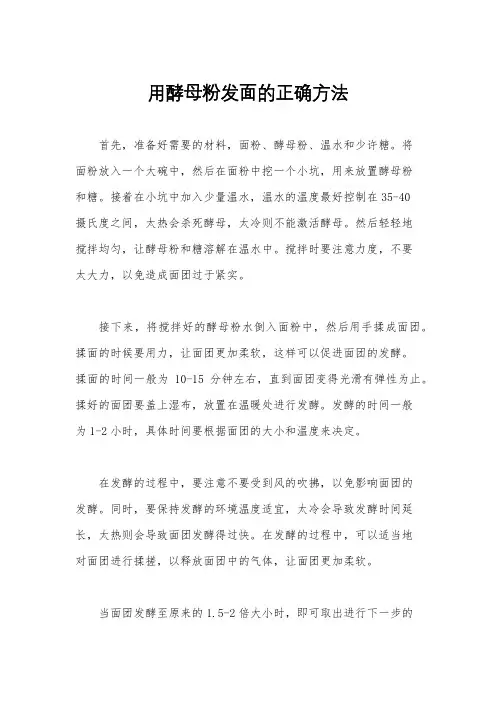 用酵母粉发面的正确方法