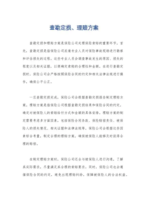 查勘定损、理赔方案