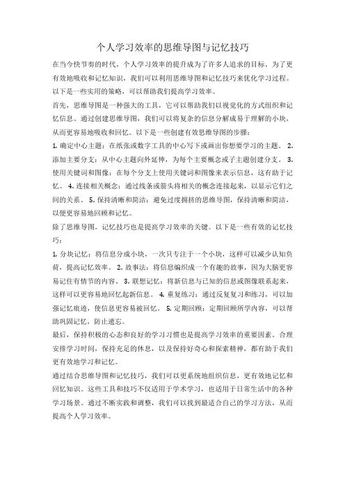 个人学习效率的思维导图与记忆技巧