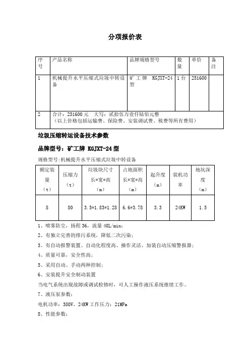 分项报价表