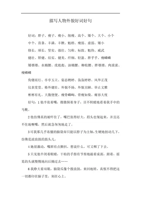 描写人物外貌好词好句