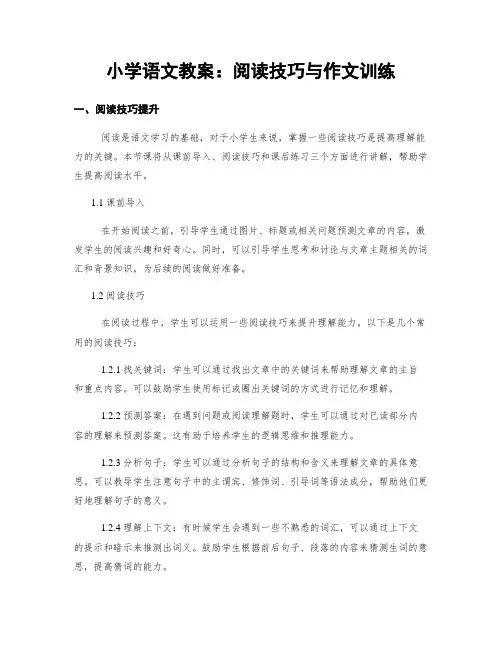 小学语文教案：阅读技巧与作文训练