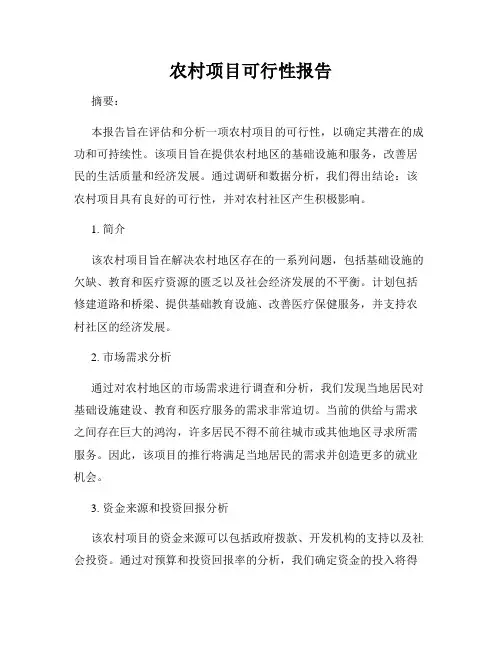 农村项目可行性报告