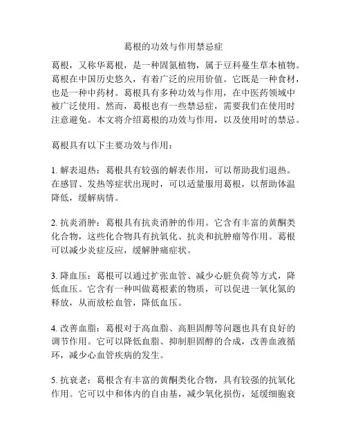 葛根的功效与作用禁忌症