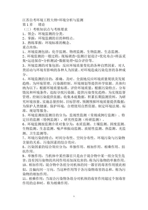 环境检测大纲及重点内容