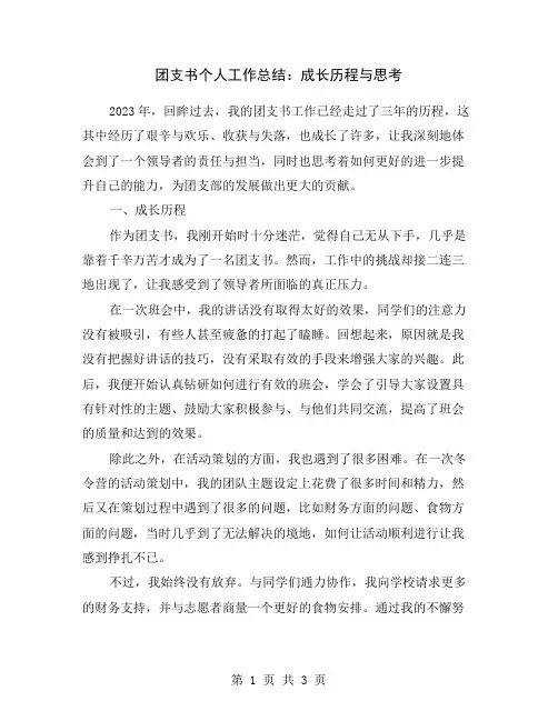 团支书个人工作总结：成长历程与思考