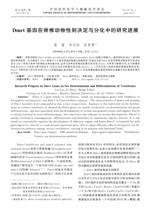 Dmrt基因在脊椎动物性别决定与分化中的研究进展
