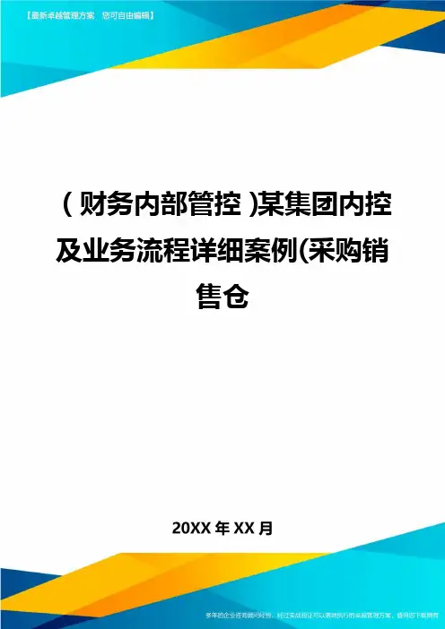 (财务内部管控)某集团内控及业务流程详细案例(采购销售仓