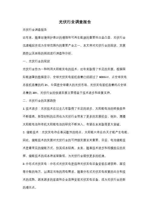 光伏行业调查报告