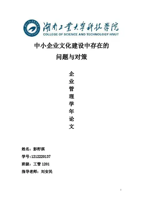 中小企业文化建设存在问题与对策论文