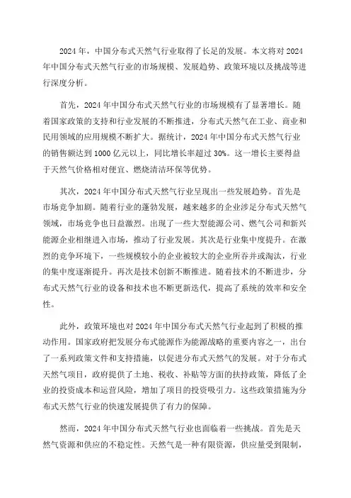 2024年分布式天然气行业深度分析报告