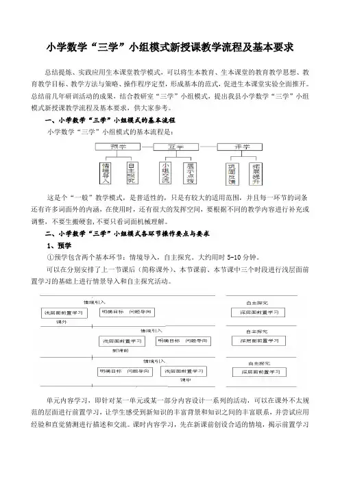 小学数学“三学”小组模式教学流程及基本要求