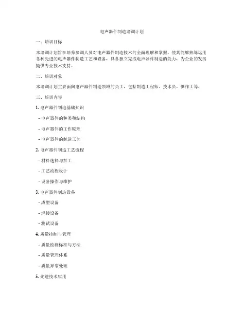 电声器件制造培训计划