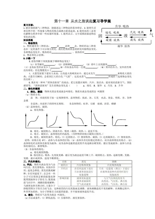 沪科版物理九年级第十一章从水之旅谈起中考一轮复习导学案练习题