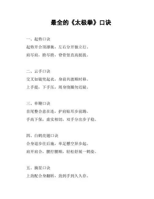 最全的《太极拳》口诀