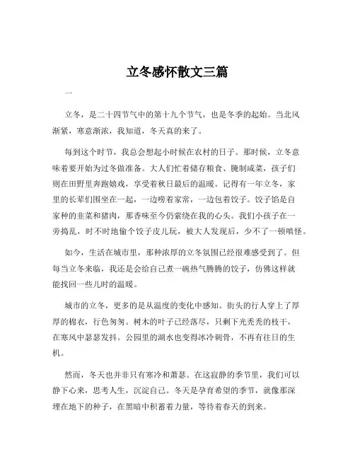 立冬感怀散文三篇