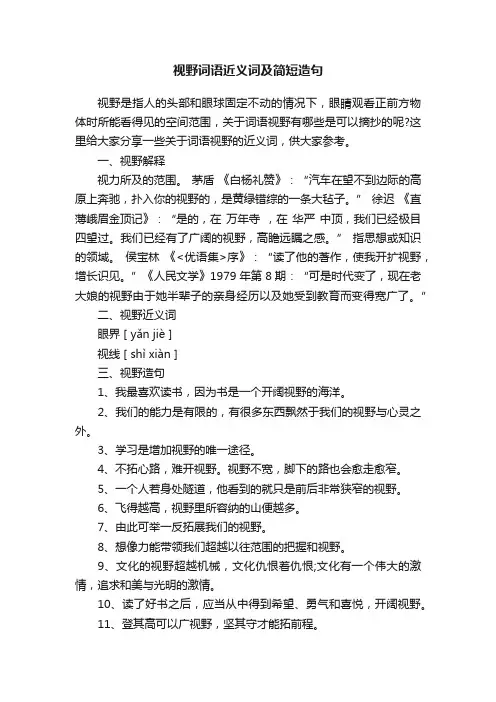 视野词语近义词及简短造句