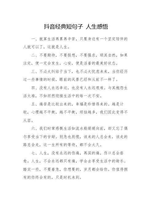 抖音经典短句子 人生感悟