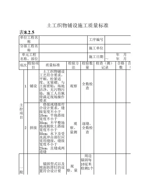 土工织物铺设施工质量标准