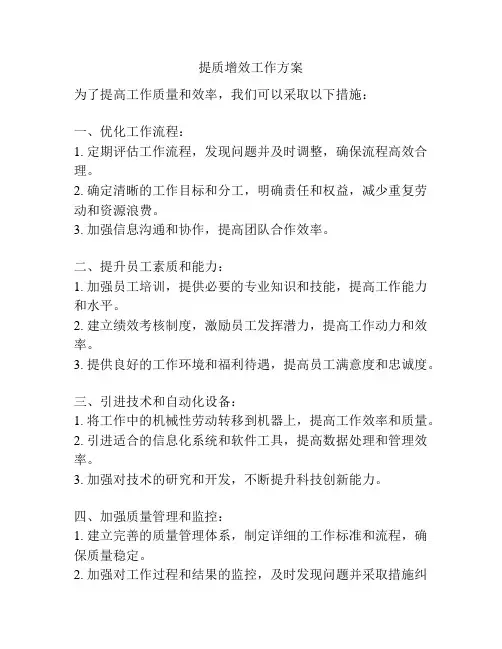 提质增效工作方案