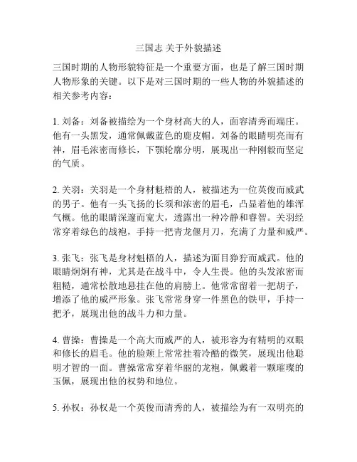 三国志 关于外貌描述