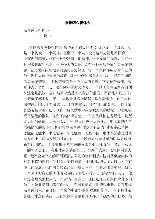 荣誉感心得体会（参考）