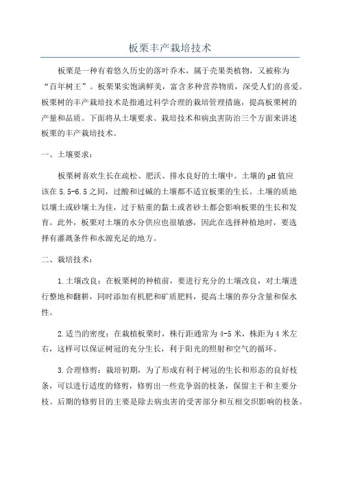 板栗丰产栽培技术