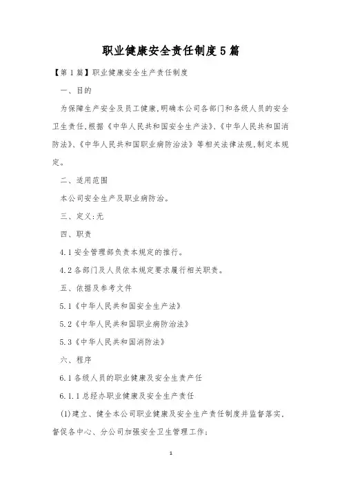 职业健康安全责任制度5篇