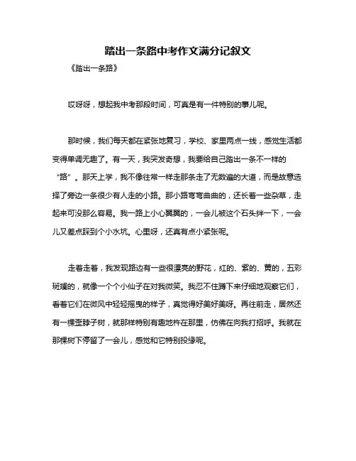 踏出一条路中考作文满分记叙文