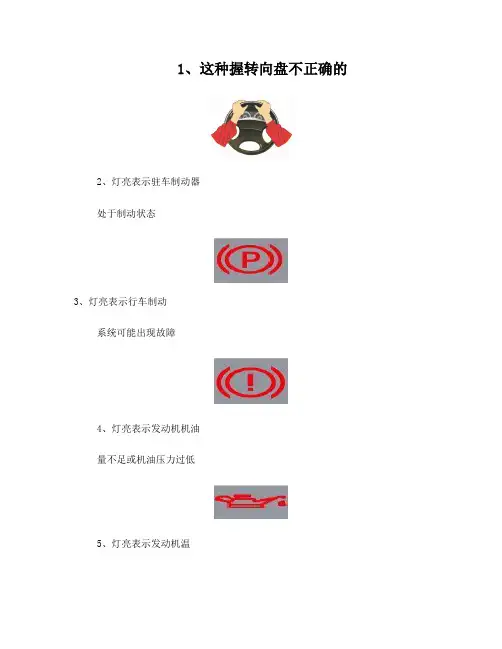 驾驶证考试车内灯光仪表标志