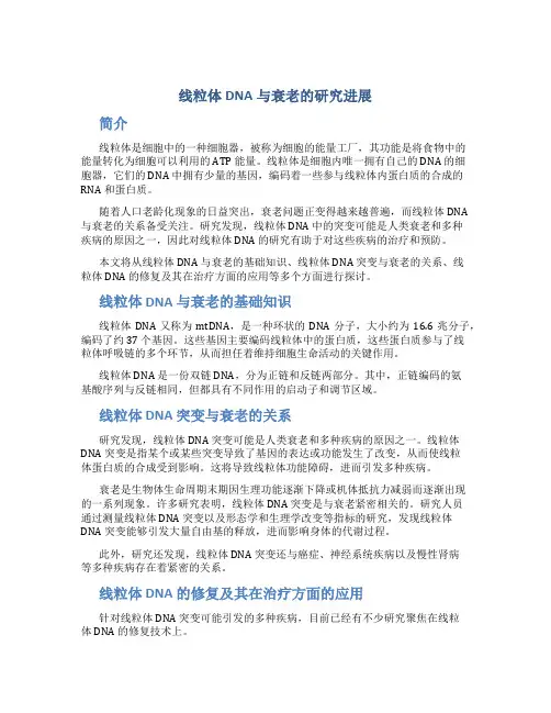 线粒体DNA与衰老的研究进展