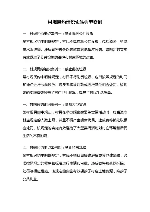 村规民约组织实施典型案例
