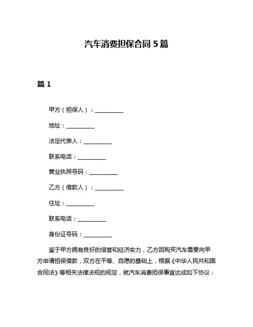 汽车消费担保合同5篇