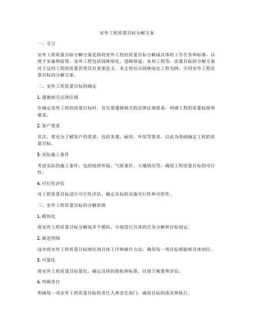 室外工程质量目标分解方案